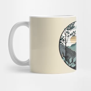 beautiful mountain view, vintage style Mug